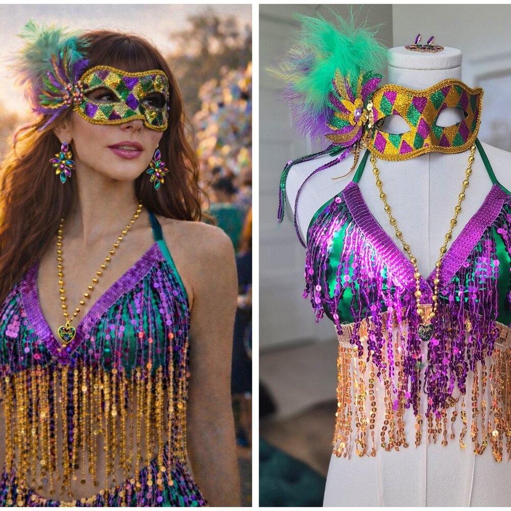GORGEOUS Mardi Gras/Parade Top W/ Accessories